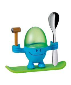 WMF McEgg Eierbecher für Kinder mit Löffel - lustig, spülmaschinengeeignet, blau