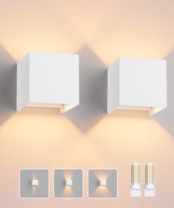 Klighten 2 Pack Warmweiß LED Wandbeleuchtung, Austauschbare Lampe, Aluminiumkonstruktion, Innen/Aussen einstellbar, Abst