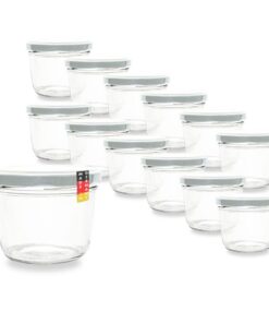 Flaschenbauer Premium Sturzgläser 12er Set 230 ml mit Twist-Off-Deckeln & Etiketten