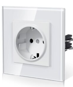 BSEED Neu E-Serie Glasmontage Steckdose 16A 250V 1 Fach 86mm Weiß Kindersicherung Euro Standard