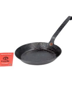 Turk 65526 Eisenpfanne mit flachen Hakenstiel freiform warmgeschmiedet | Durchmesser 26 cm - Profi-Qualität für Küchenex