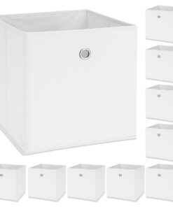 White 10er Set Faltbox 30x30x30 cm - Wohnungseinrichtung - Klappbox - Aufbewahrungskörbe - Büroartikel - Deko Korb - Reg