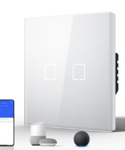 BSEED Smart Touch Lichtschalter Neu E-Serie 16A 250V 2 Fach 1 Weg Weiß BSEED Smart Touch Lichtschalter Glas Schalter Unt