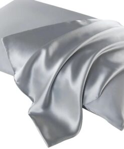 Reiner-Seide-Kissenbezug Satin Doppelseitig 6A Güteklasse natural für Hautschlaf (Silver, 51x76cm) Seide Satin Kissenb