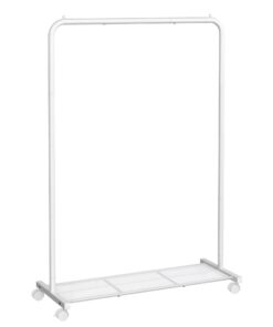 SONGMIKSHER Kleiderständer auf Rollen HSR025W01, belastbar bis 40 kg, weiß, für den Schlafzimmerbereich