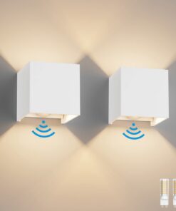 Klighten 2 Stück Weiß LED Wandleuchte mit Bewegungsmelder für Innen/Außen, 3000K Außenlampe Einstellbar Abstrahlwinkel,