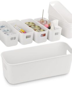 8 Stück Boxen Aufbewahrung für Badezimmerschrank, Kunststoff-Aufbewahrungsboxen, Weiß | Kunststoffbox Aufbewahrung Bads