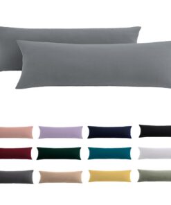 Seitenschläferkissen Bezug 40x145 2er Set - graue Resistent Mikrofasercouvreslit für seitenschläfer Kissenbezug mit Reiß