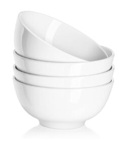 DOWAN Keramik Müslischalen 650ml 4er Set Weiß - Multifunktional für Müsli Salat Ramen Frühstück