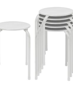 Harbour Housewares Stapelhocker aus Metall Mattweiß - 6er Set Stapelbar Erwachsene Küche Wohnzimmer
