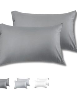 2er Set hypoallergene Seidenkissenbezug 40x80cm für Haar und Haut | weiche und atmungsaktive Satin Kissenbezug (Grau) f