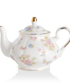 Sweejar Home Porzellan-Teekanne, Blumentee, Frauen und Teeliebhaber, every day Use, goldener Rand, 850 ml, lose Blätter