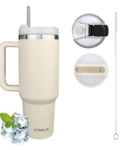 STARLA Thermobecher mit Strohhalm und Henkel (Crème) STARLA Edelstahl Isolierbecher To Go (Crème) STARLA Thermobeche