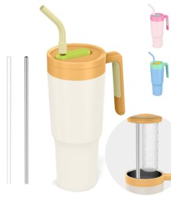 Exllena 40OZ Premium Thermobecher mit Strohhalm - Lange Wärmeerhaltung für Outdoor-Activisten - 100% auslaufsicher, mit
