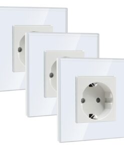 BSEED Weise Schuko-Steckdose 1-Gang 3er-Pack 16 A Glasplatte 86 x 86 mm