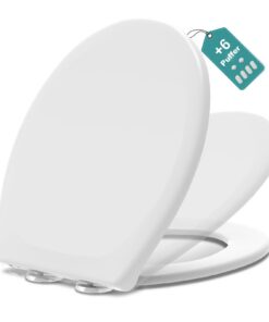 MEEJEE Toilettendeckel mit Absenkautomatik Weiß Klodeckel Soft Close O-förmige Toilettenbrille Easy Installation