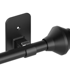 Schwarze Gardinenstange ohne Bohren 167-305 cm für Schlafzimmer, mieterfreundlich verstellbar, selbstklebend 1,6 cm