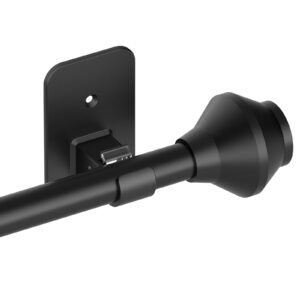 Schwarze Gardinenstange ohne Bohren 167-305 cm für Schlafzimmer, mieterfreundlich verstellbar, selbstklebend 1,6 cm