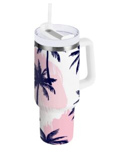 RPLIFE Navy Blue Palmen Tumbler Stainless Steel Cup Mit Griff und Stroh RPLIFE Navy Blue Palmen Tumbler für Outdoor Akti