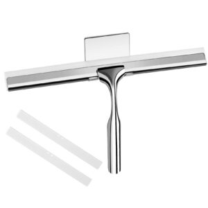 Telgoner Edelstahl Duschabzieher, Fensterabzieher 25cm, ohne Bohren für Badezimmer, Küche und Auto Glas Reinigung