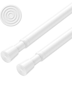 AIZESI Teleskopstange ohne Bohren - 82-150cm, 5/8inch Durchmesser, weiß, ideal für Gardinen & Duschstangen - Carbonfree