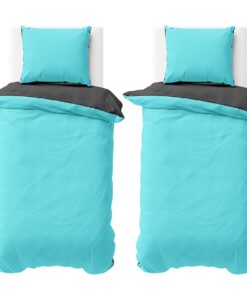 Visaggio Türkis Anthrazit 4teilige Bettwäsche Schlafzimmer Set