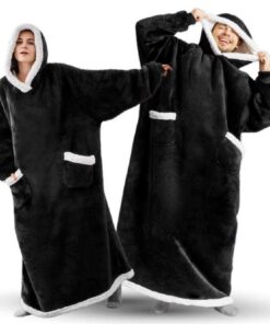 Sacebeleu Flauschige Flanell TV-Decke Oversized Schwarzruptionskern+Oversized Weich Decke Hoodie Sweatshirt+Sherpa Kapuz