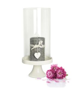 Sendez Windlicht Glaszylinder Porzellanteller Kerzenhalter - Dekoration für Ihr Esszimmer | Sendez Windlicht mit Glaszy