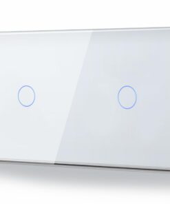 BSEED Doppelt Touch Lichtschalter Glas Scheibe Kein Neutralleiter KEIN-WIFI Eingebettet Weiß