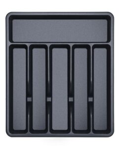 BEWOS Besteckkasten Schwarz mit 6 Fächern, BPA-frei, mattiert, ideal für Küche und Esszimmer | BEWOS BPA-frei Kunststof