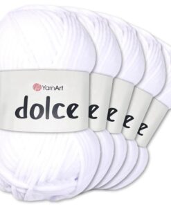 Frida's Wollhaus YarnArt 5 x 100 g Dolce Chenille Wolle Garn für Stricken und Häkeln - 52 Farben (741 | Weiß)