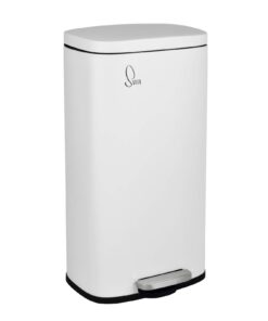 SVITA weiße Mülltrommel TQ30 30L mit Pedal für Küche Edelstahl Softclose
