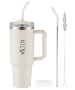 VETIN Doppelwandiger Edelstahl Vakuum Isolierbecher 40oz Thermobecher (Cremeweiß)