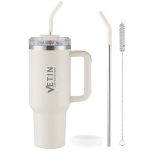 VETIN Doppelwandiger Edelstahl Vakuum Isolierbecher 40oz Thermobecher (Cremeweiß)