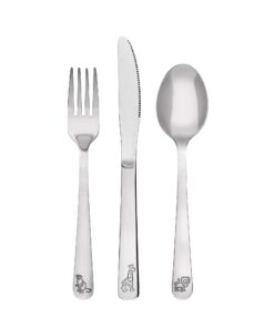 GRÄWE Kinderbesteck Set mit Tiermotiven für Silbergesellen, spülmaschinengeeignet, 3-teilig Silber