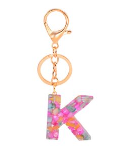 Feizikaw Personalisierter durchscheinender kreativer Schlüsselanhänger Farbbuchstabe Harz 10cm x 8cm