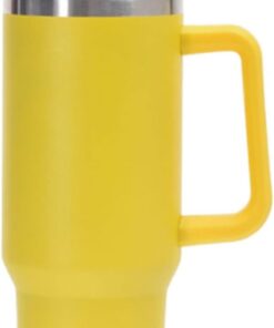 Denxahao Doppelwandiger Edelstahl Vakuum Becher für unterwegs oder Büro (Gelb)