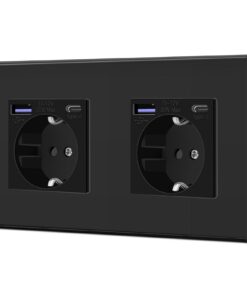 BSEED 20W USB C Steckdose aus Glas, 3 in 1 Unterputz Steckdose, Einfache Installation Schwarz BSEED 240V 16A 2 Fach Stec