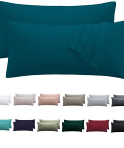 Kissenbezug 40 x 80 2er Set - Weich und Bügelfrei für Ihr Kopfkissen Petrol 100% Mikrofaser Reißverschluss