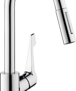 Hansgrohe Cento XL Einhebel-Küchenarmatur mit ausziehbarer Brause und Schwenkauslauf für moderne Küchen in Chrom