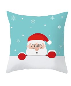 Kissenbezug Jahreszeiten 45x45 cm - Weihnachtsmann & Schneeflocke in Polyester für Die Zuhälter der Weihnachtsdekoration