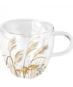Ambiente Waving Grass Borosilikatglas Teetasse 200ml doppeltwandig für Heißgetränke trendig