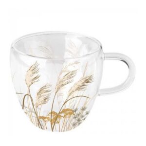 Ambiente Waving Grass Borosilikatglas Teetasse 200ml doppeltwandig für Heißgetränke trendig