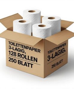 128 Rollen Toilettenpapier Made in Germany – 100% Zellstoff – für Hotels und Gastronomie – 16 x 8 Stück 128 Rollen Toile