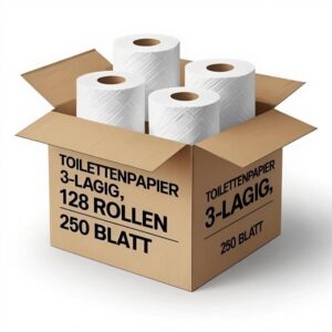 128 Rollen Toilettenpapier Made in Germany – 100% Zellstoff – für Hotels und Gastronomie – 16 x 8 Stück 128 Rollen Toile