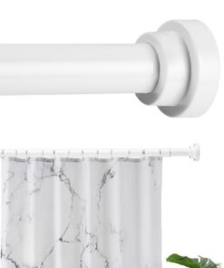 Weiße Gardinenstange 76-195cm Teleskopstange ohne Bohren für Küche, Badezimmer und Garderobe