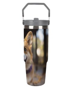 Hunde-Corgi-Kaffeetasse FHECVBN, isolierter Edelstahlbecher, 850 ml Reisebecher | Hunde-Corgi-Kaffeetasse FHECVBN, Klap