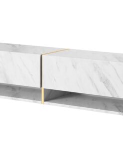 Selsey TV-Schrank Board Fernsehschrank Hängend 140 cm Golden Akzent Weiß Marmor Mirgo