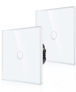 2er-Pack CNBINGO Touch Wechselschalter - einfach Lichtschalter mit Status-LED und Glas Panel - für Wohnzimmerschränke -