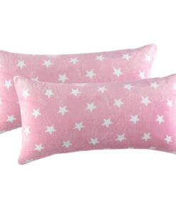 Malika Nicky-Teddy Cashmere Touch Coral Fleece Couchkissenhülle alle Größen Stern-ROSA 2x 40x80 cm